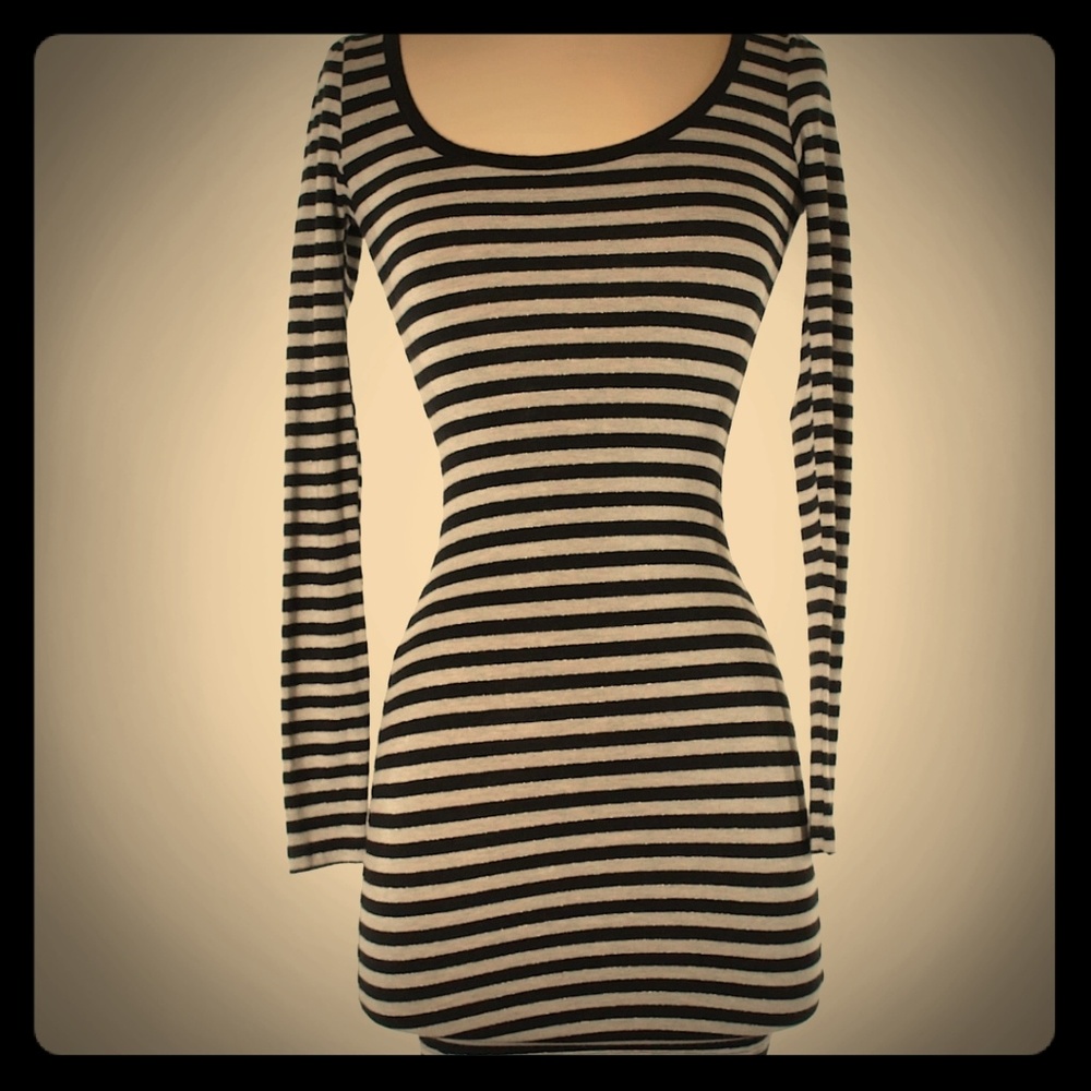 Guess black and white striped dress